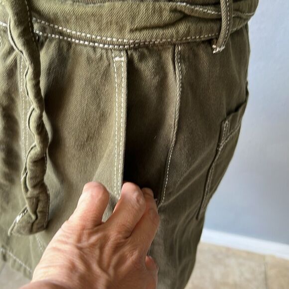 Free People Olive Green Belted utility safari paperbag mini skirt military - Picture 5 of 7
